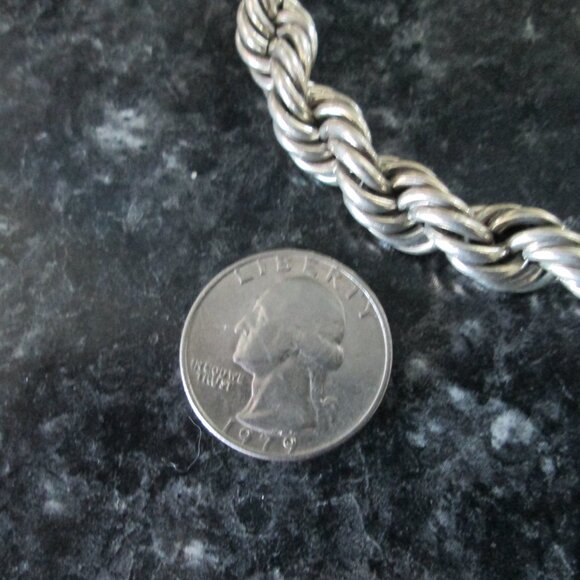 Sterling Silver Bracelet Rope Toggle Clasp Chunky Heavy 51 Grams - Picture 5 of 8